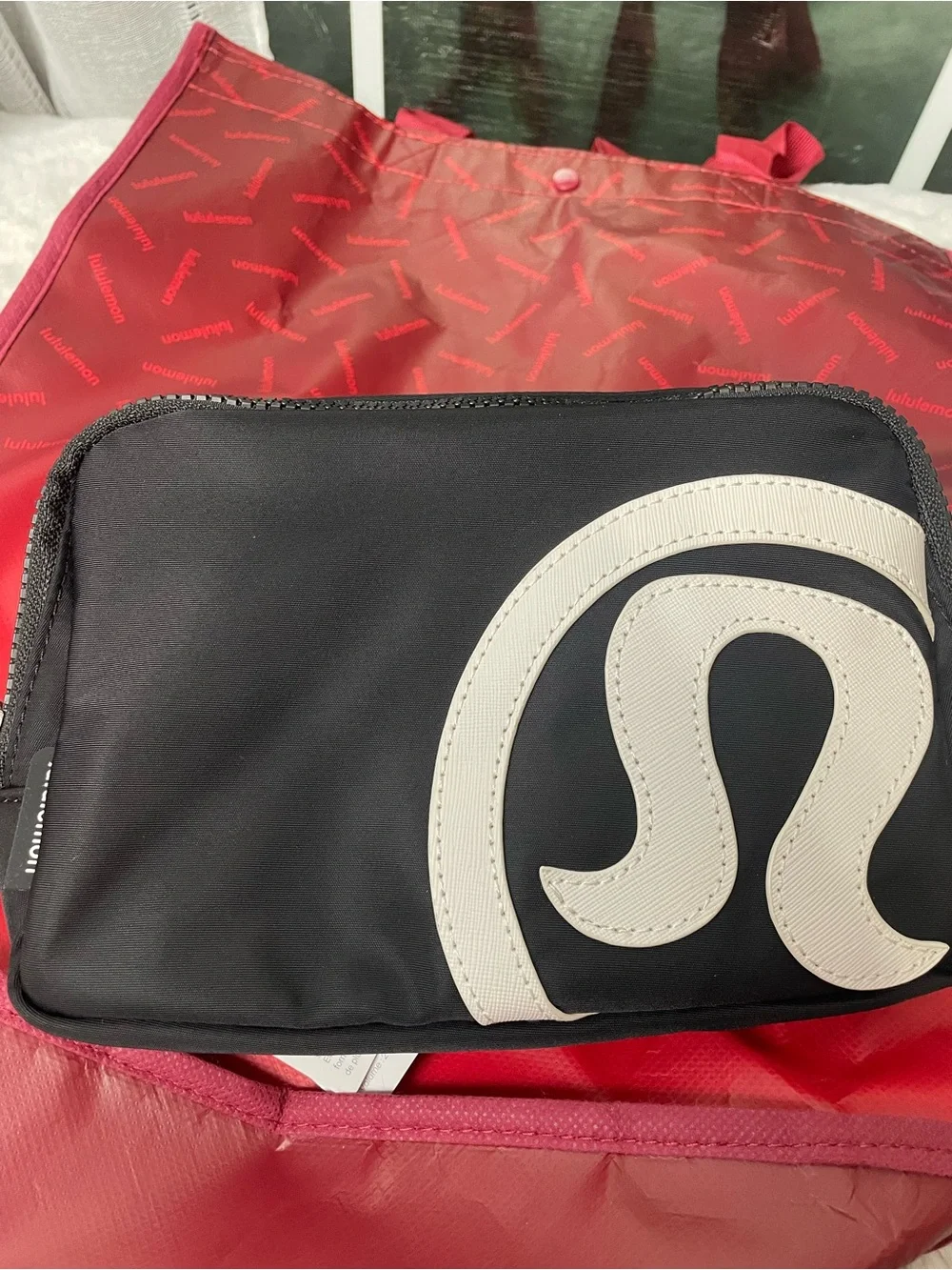 lululemon athletica Black Pouch with White Logo Accent